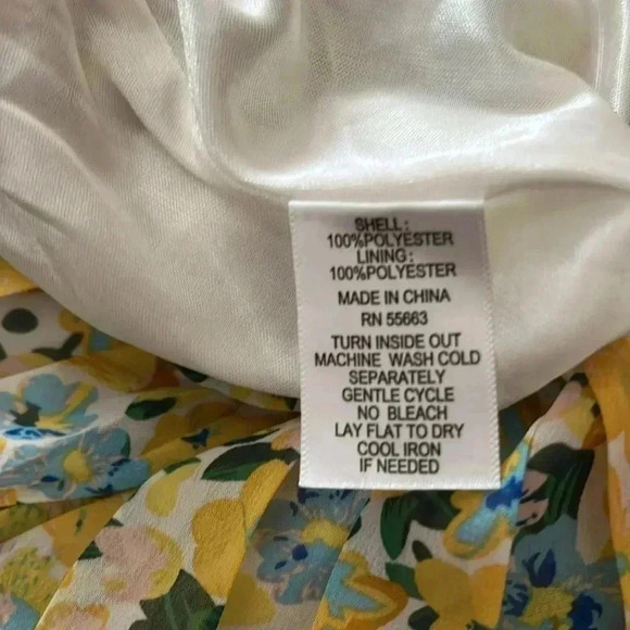 [L]Joie yellow Floral Maxi Lined Pleated Pull On Skirt  with Waist Belt - Picture 10 of 10